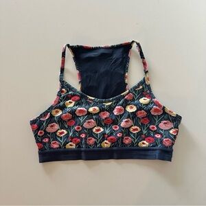 FLAWED READ Rabbit Strappy Pocket Sports Bra Mother Runner Floral L